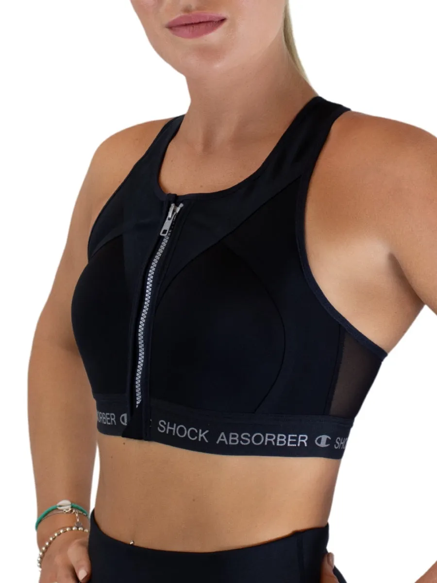 InfinitY Power Zip Front Sports Bra - Black