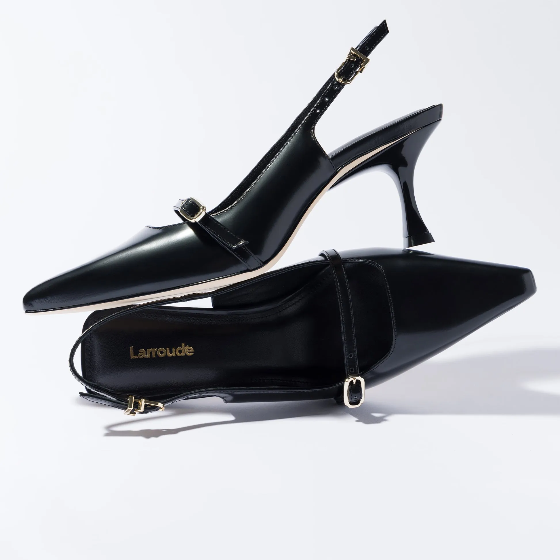 Larroude Ines Pump In Black Leather