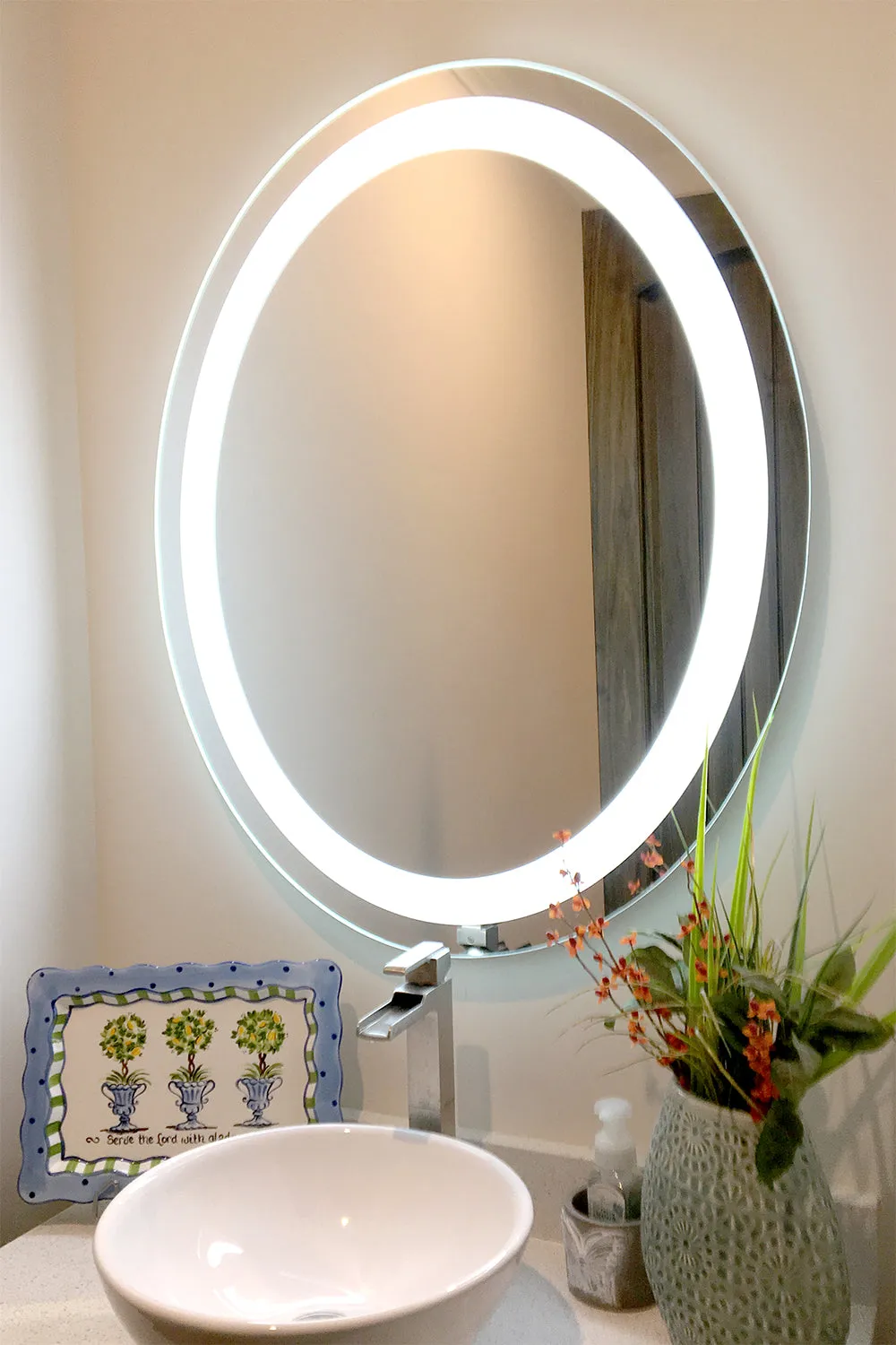 LED Mirror (Front-Lighted Oval) 24" x 32" (or 32" x 24")