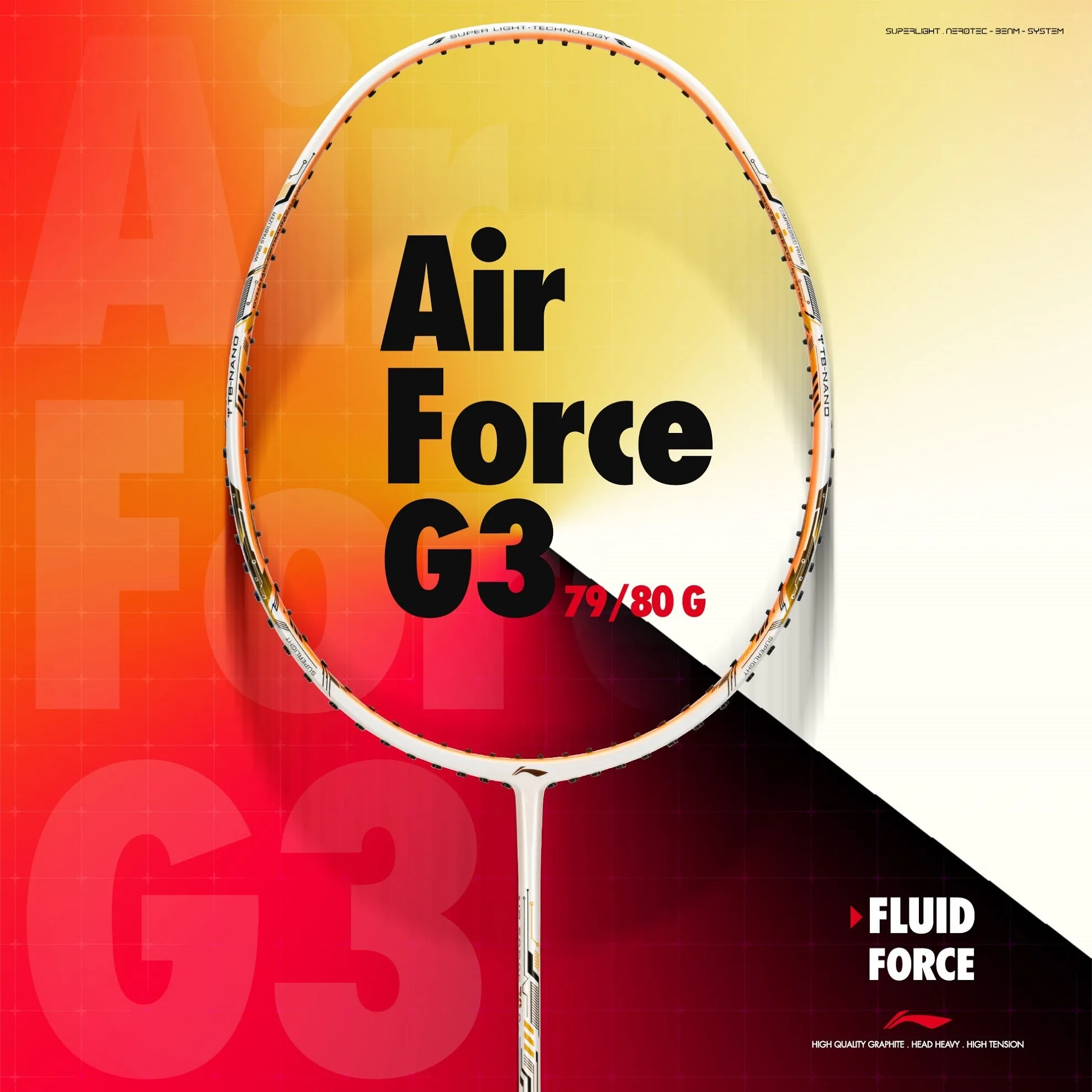 Li-Ning Air-Force 78 G3 Strung Badminton Racquet (Multicolor / Black)