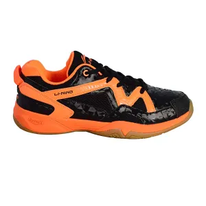 Li-Ning Nano Non Marking Badminton Court Shoes, Black/Orange -7 UK