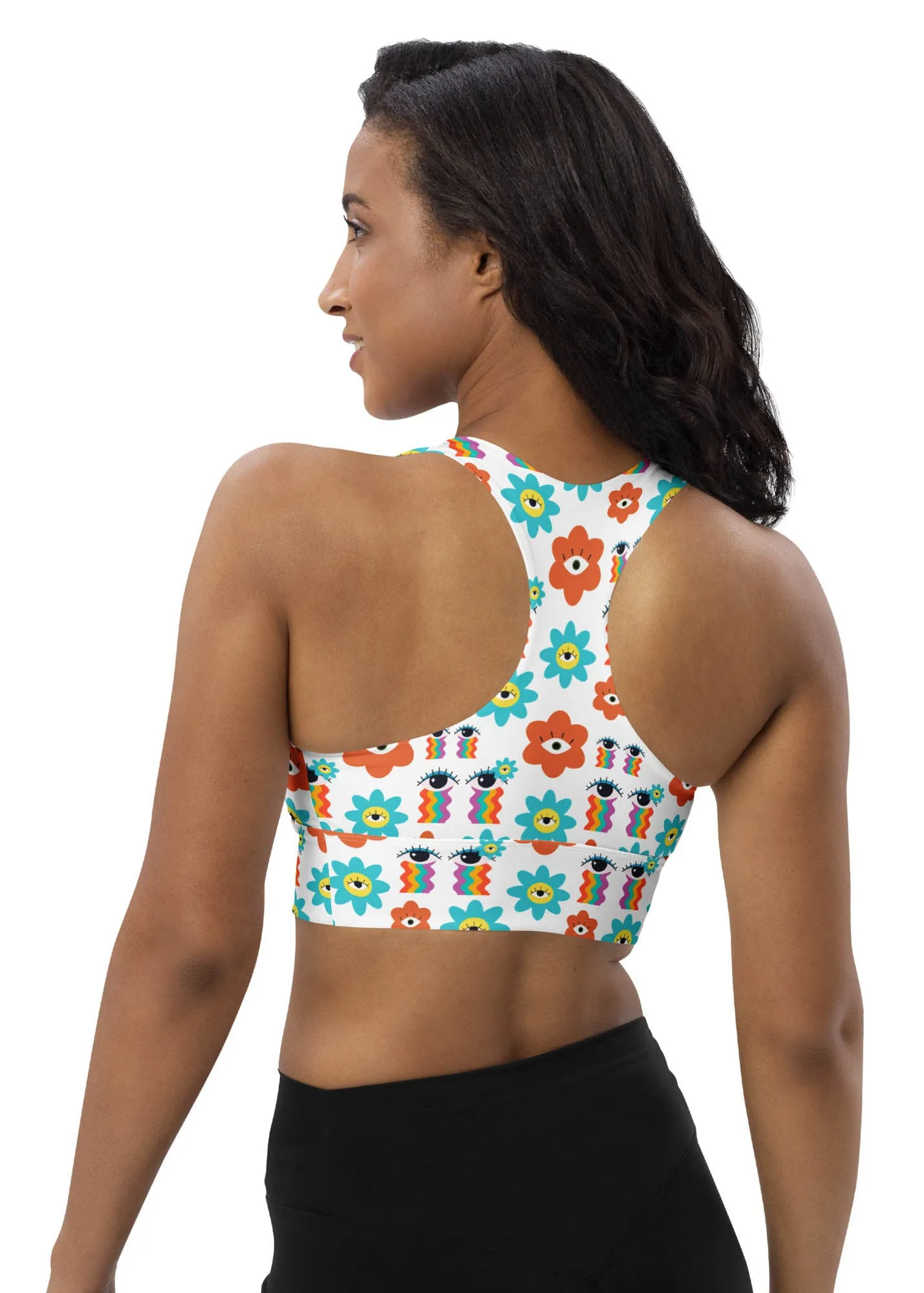 Longline sports bra - 70's Vibes - White