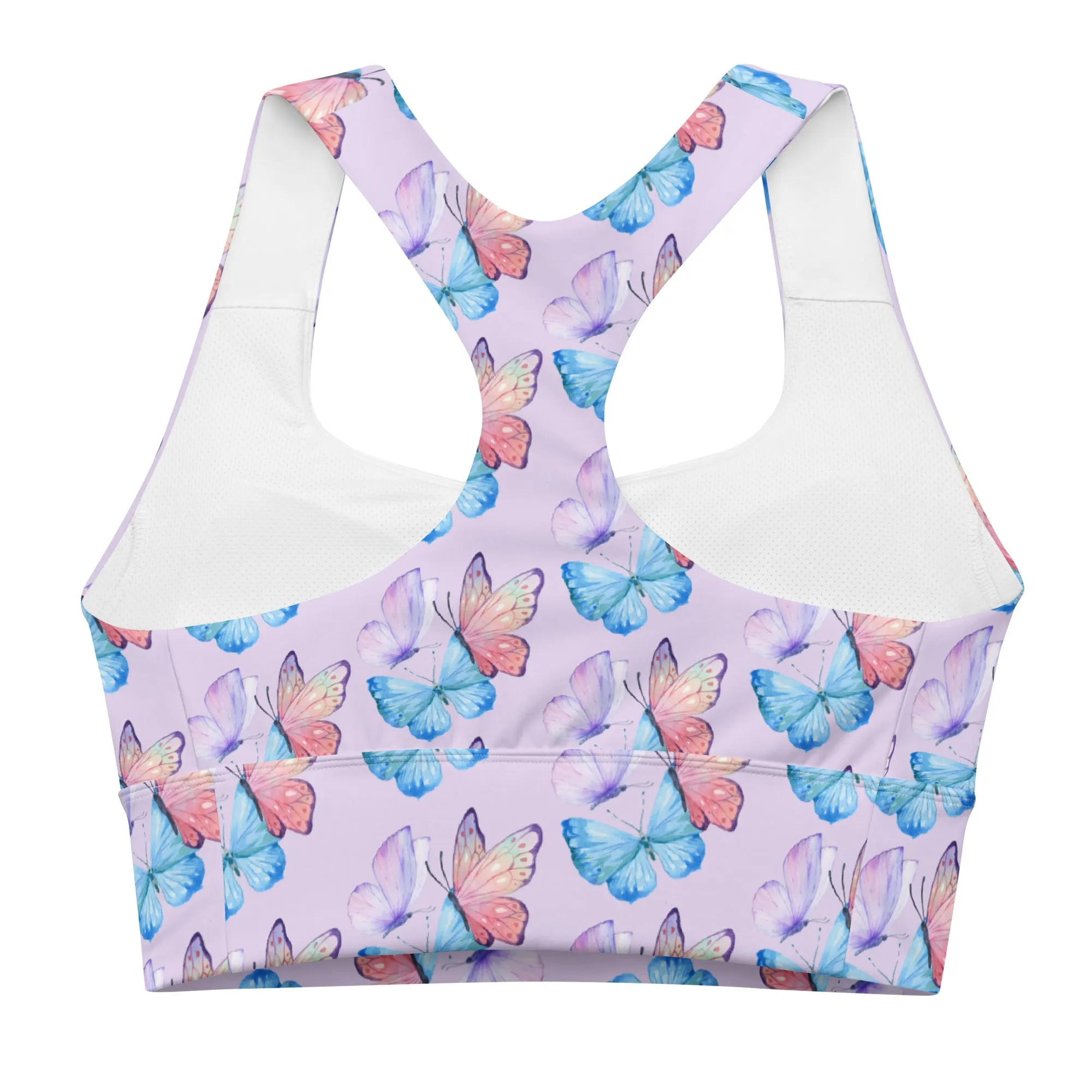 Longline sports bra - Butterflies - Lavender