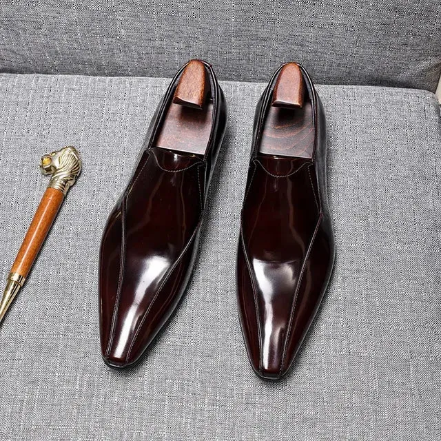 Luxury Solid Shiny Genuine Leather Loafers