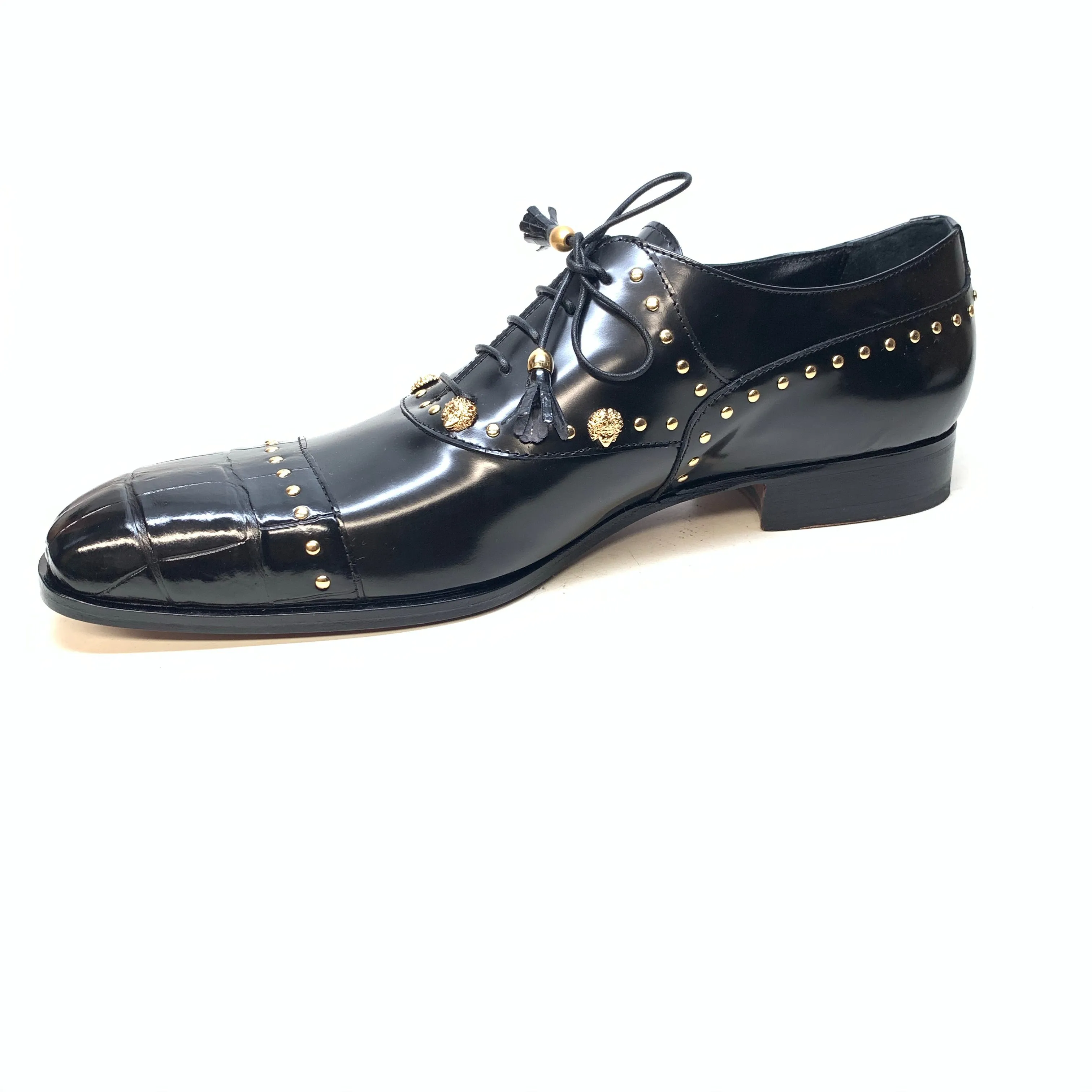 Mauri Men's 4901 "Vegas" Black Alligator Calf Skin Dress Shoes