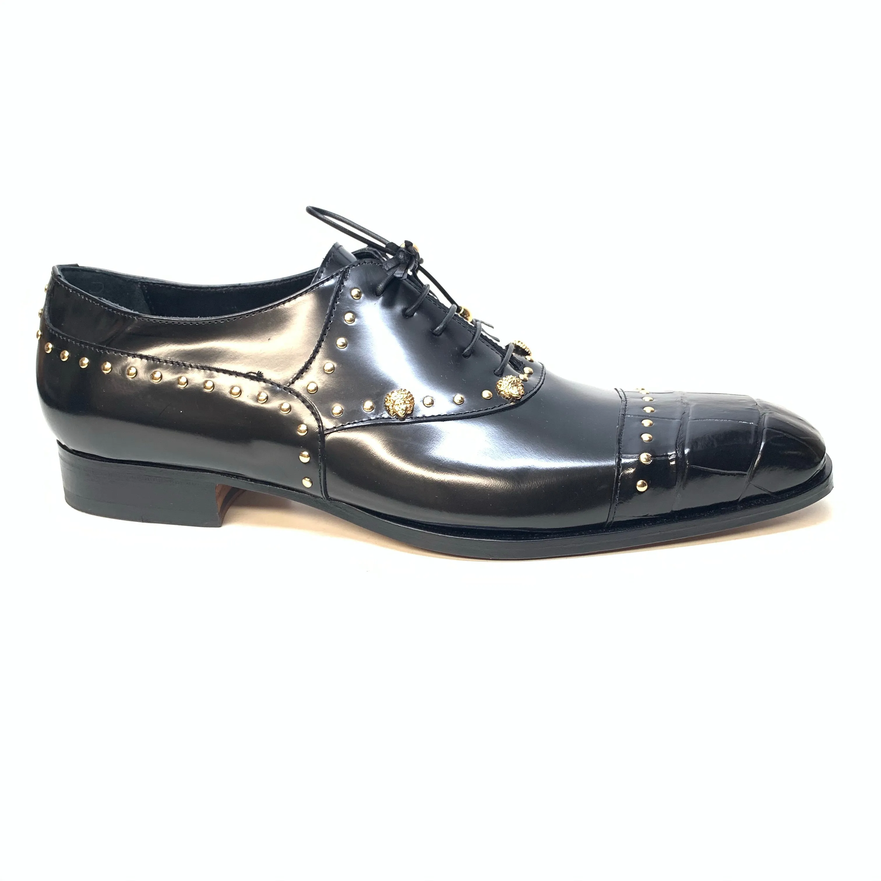 Mauri Men's 4901 "Vegas" Black Alligator Calf Skin Dress Shoes