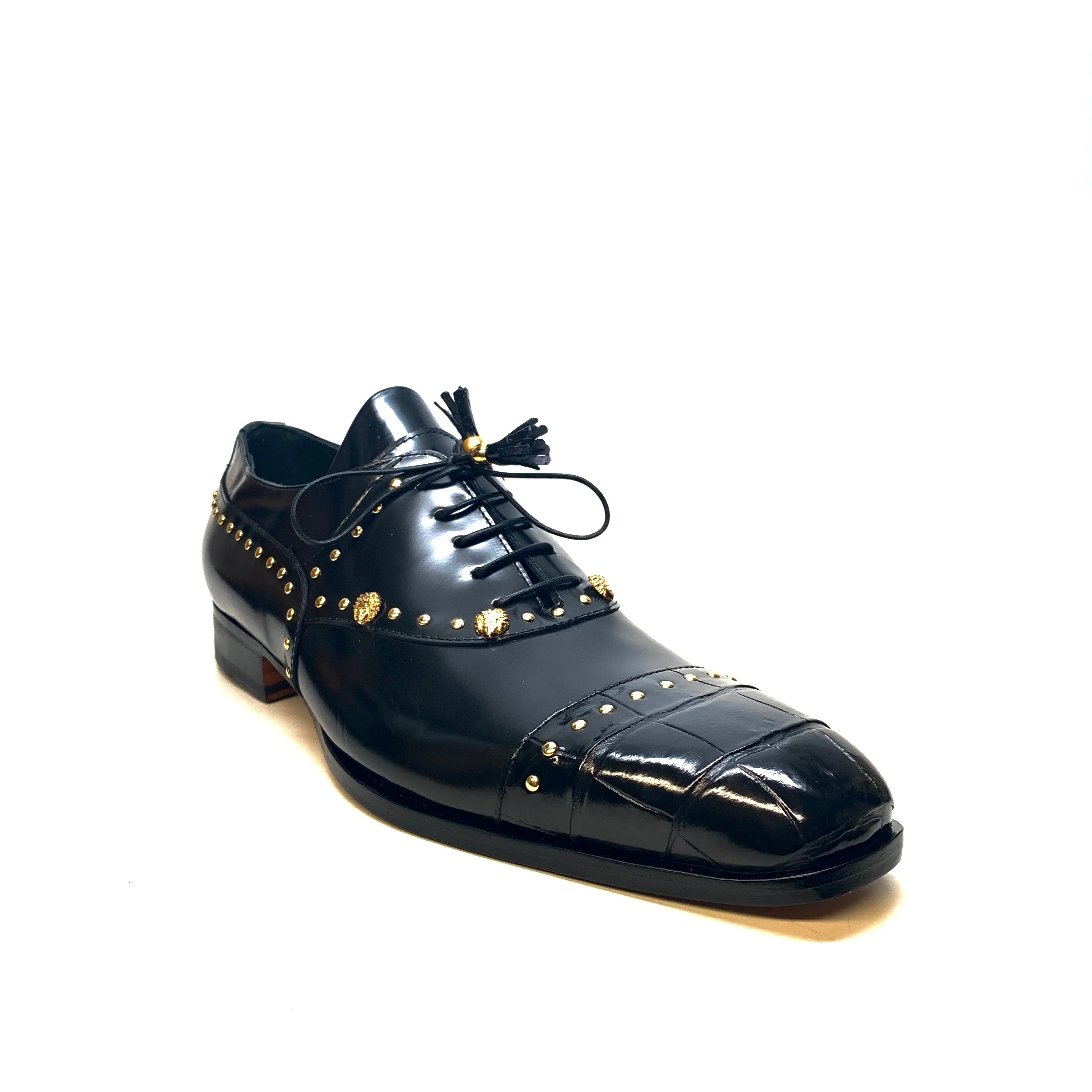 Mauri Men's 4901 "Vegas" Black Alligator Calf Skin Dress Shoes