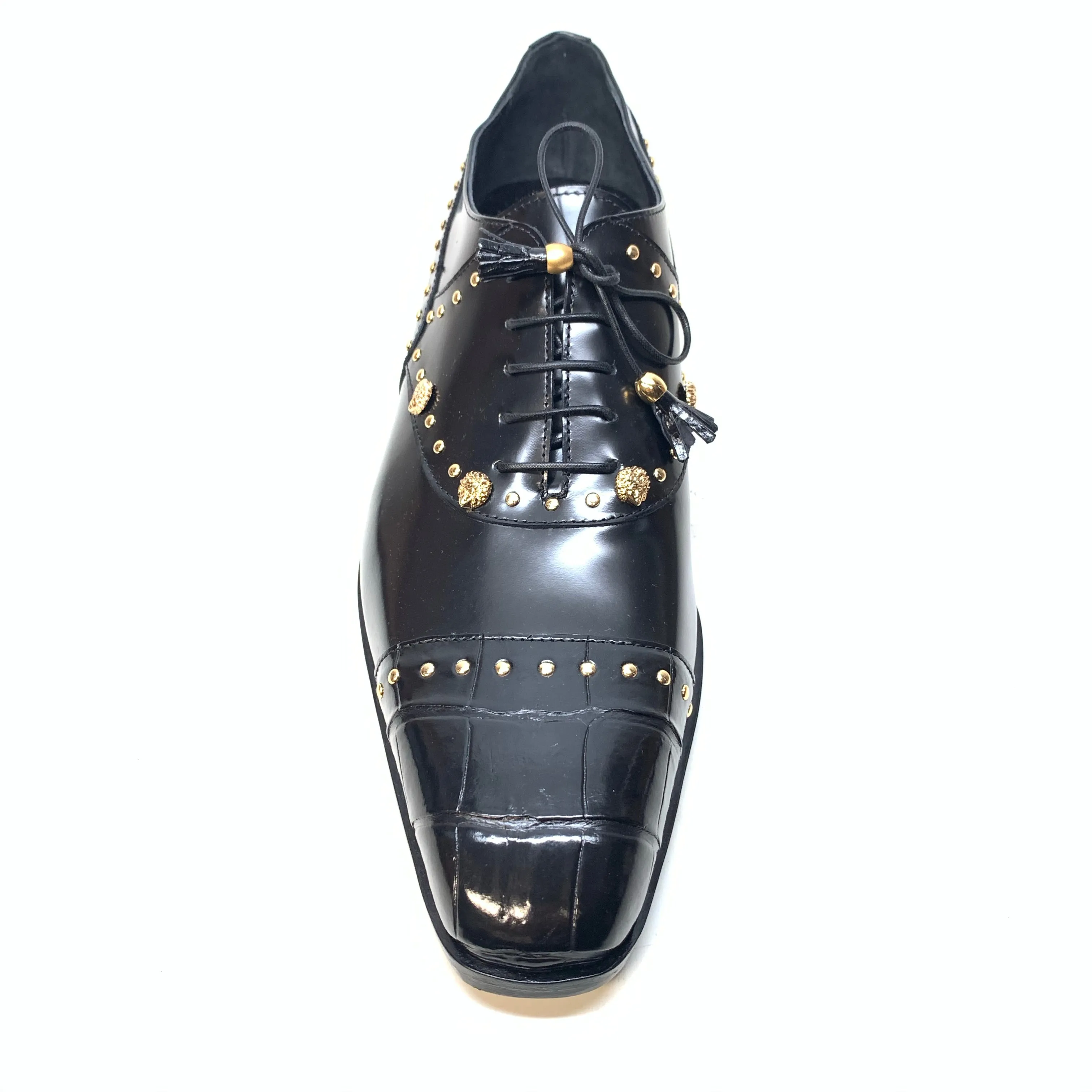 Mauri Men's 4901 "Vegas" Black Alligator Calf Skin Dress Shoes