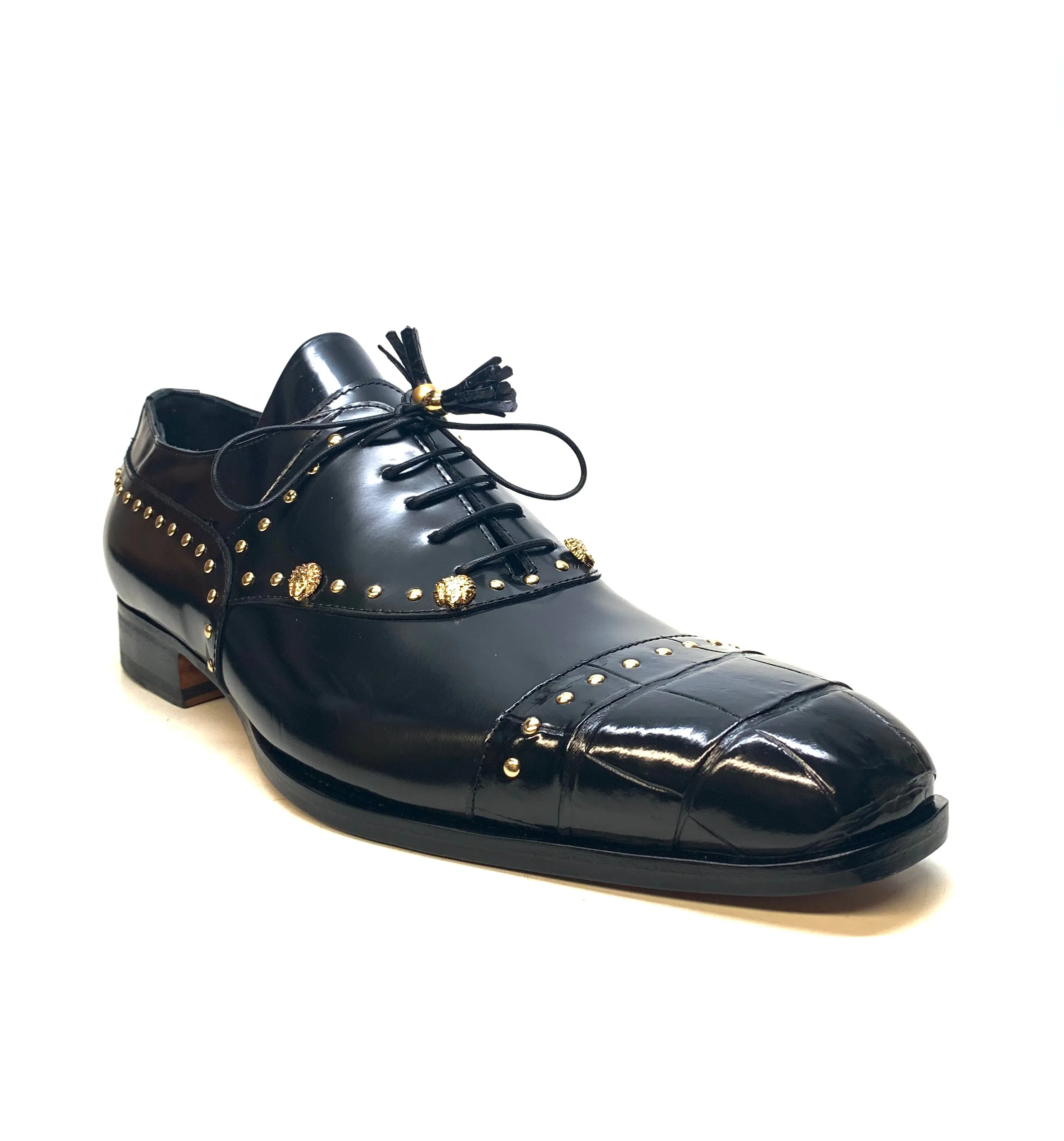 Mauri Men's 4901 "Vegas" Black Alligator Calf Skin Dress Shoes