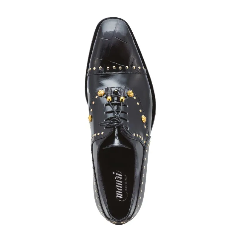 Mauri Men's 4901 "Vegas" Black Alligator Calf Skin Dress Shoes