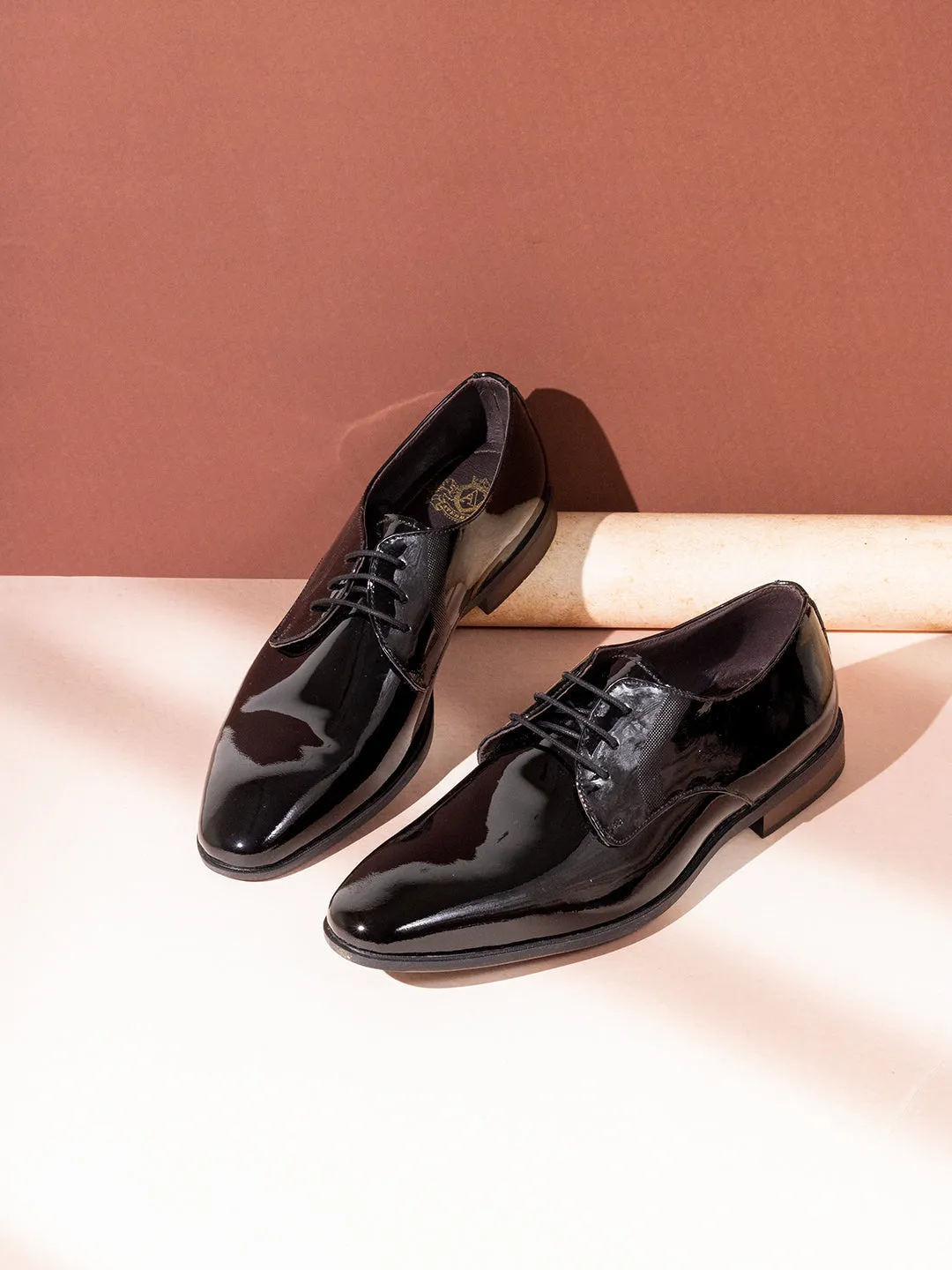 Mens Black Solid Round Toe Formal Shoes