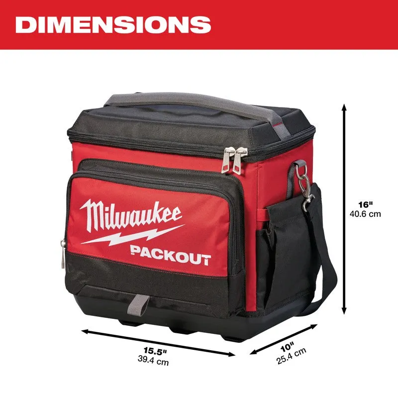 Milwaukee PACKOUT 15.75 in. W X 11.81 in. H Ballistic Nylon Cooler Utility Bag 6 pocket Black/Red 1