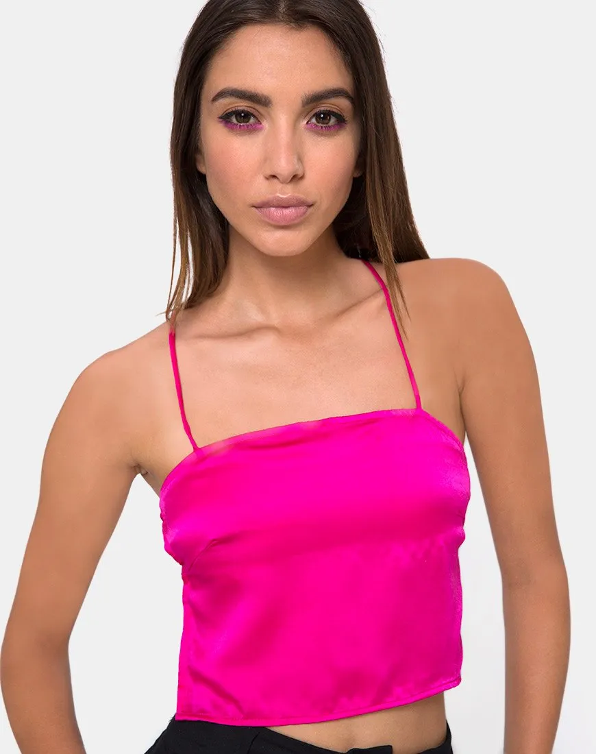 Mosley Cami Top in Fuschia Satin Pink