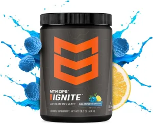 MTN OPS, Ignite Supercharged Energy Drink Mix 45-Serving Tub, Blue Raspberry Lemonade