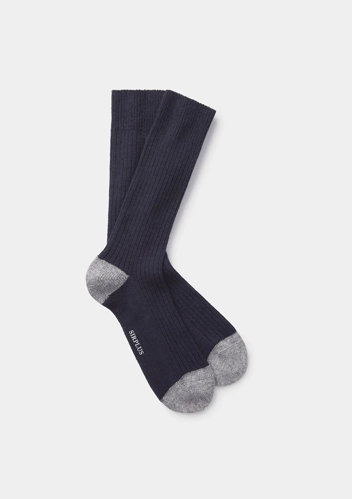 Navy & Grey Wool Cashmere Blend Socks