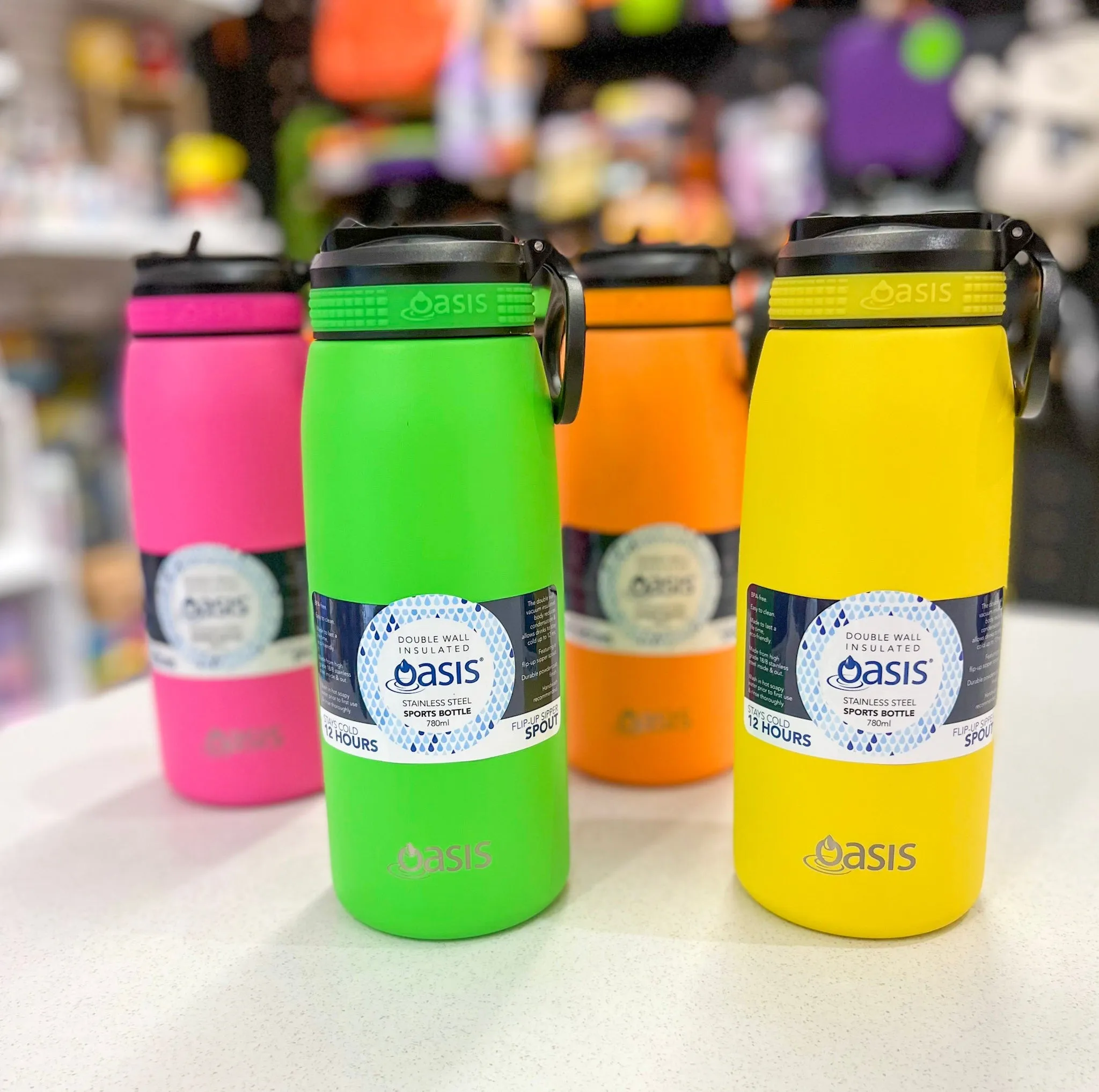 Oasis Insulated Sports Bottle with Sipper 780ml - Neon Orange