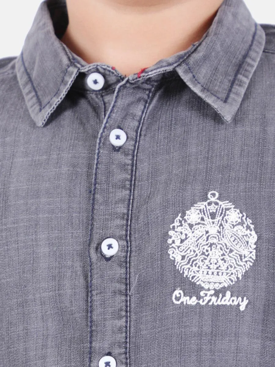 One Friday Grey Solid OF Shirt