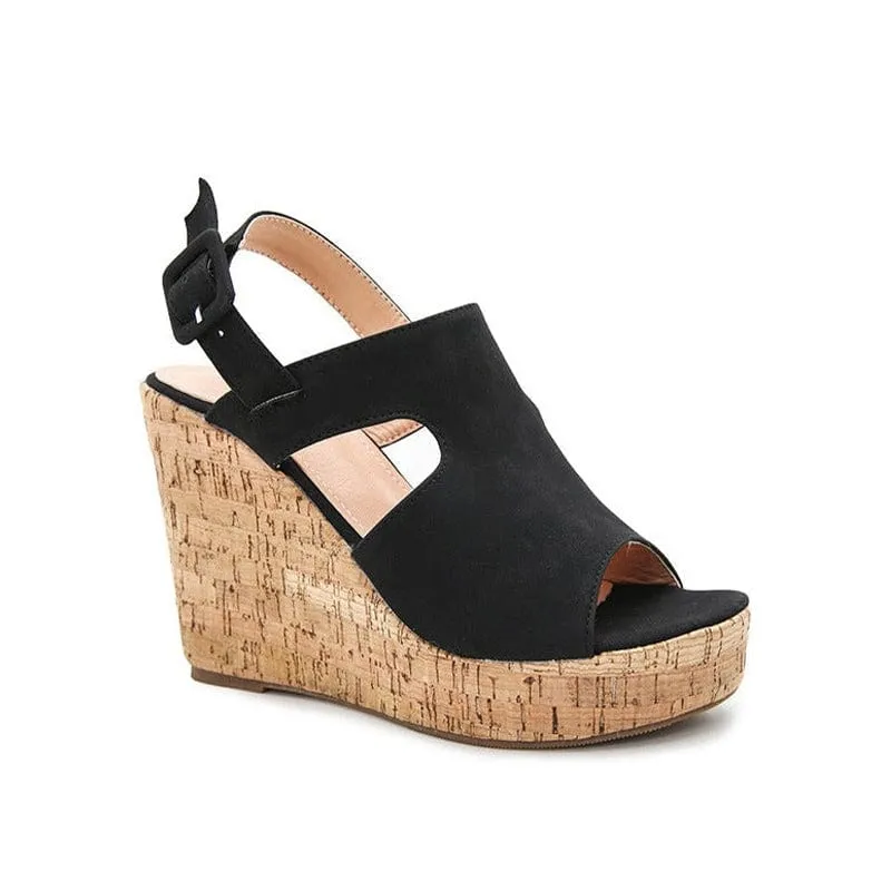 Peep Toe Wedge Heel Sandals