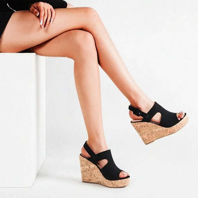 Peep Toe Wedge Heel Sandals