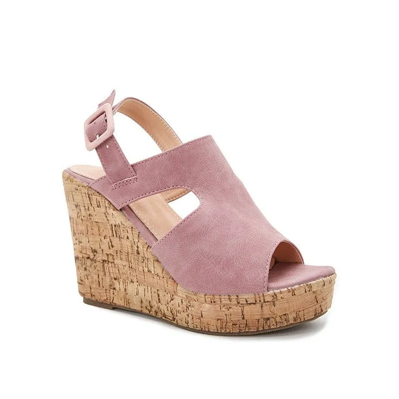 Peep Toe Wedge Heel Sandals