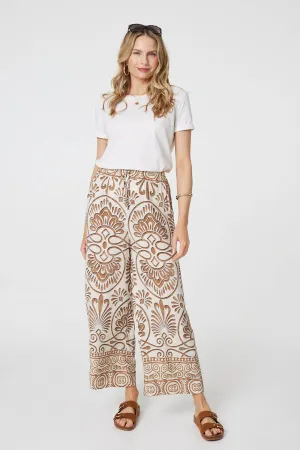 Printed High Waist Wide Leg Trousers