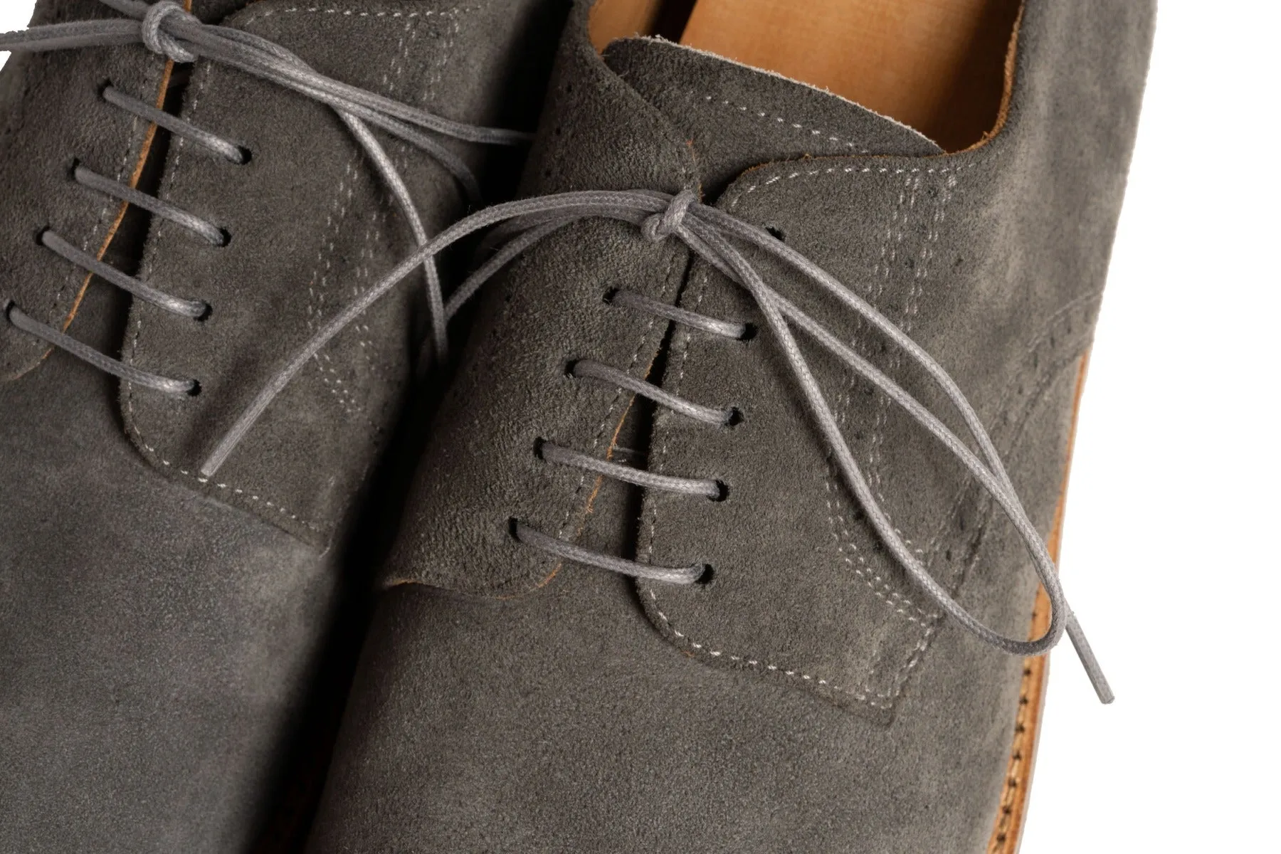 Round Dark Gray Waxed Cotton Shoelaces