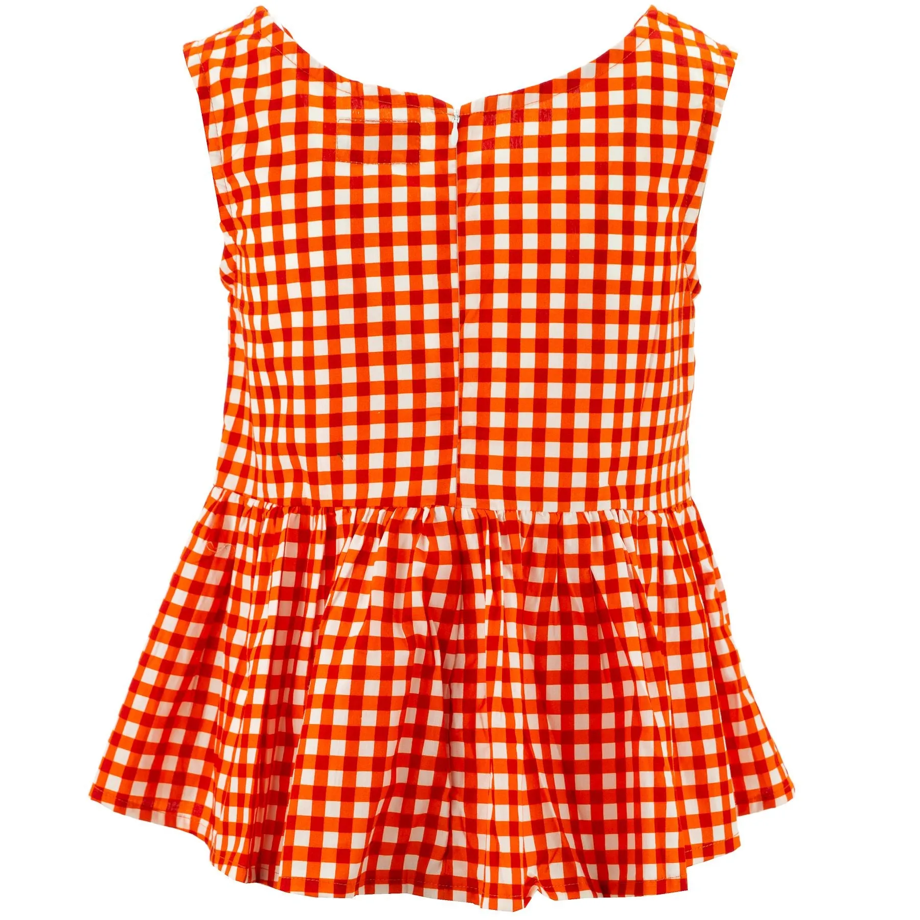 Ruched Box Top - Orange Gingham