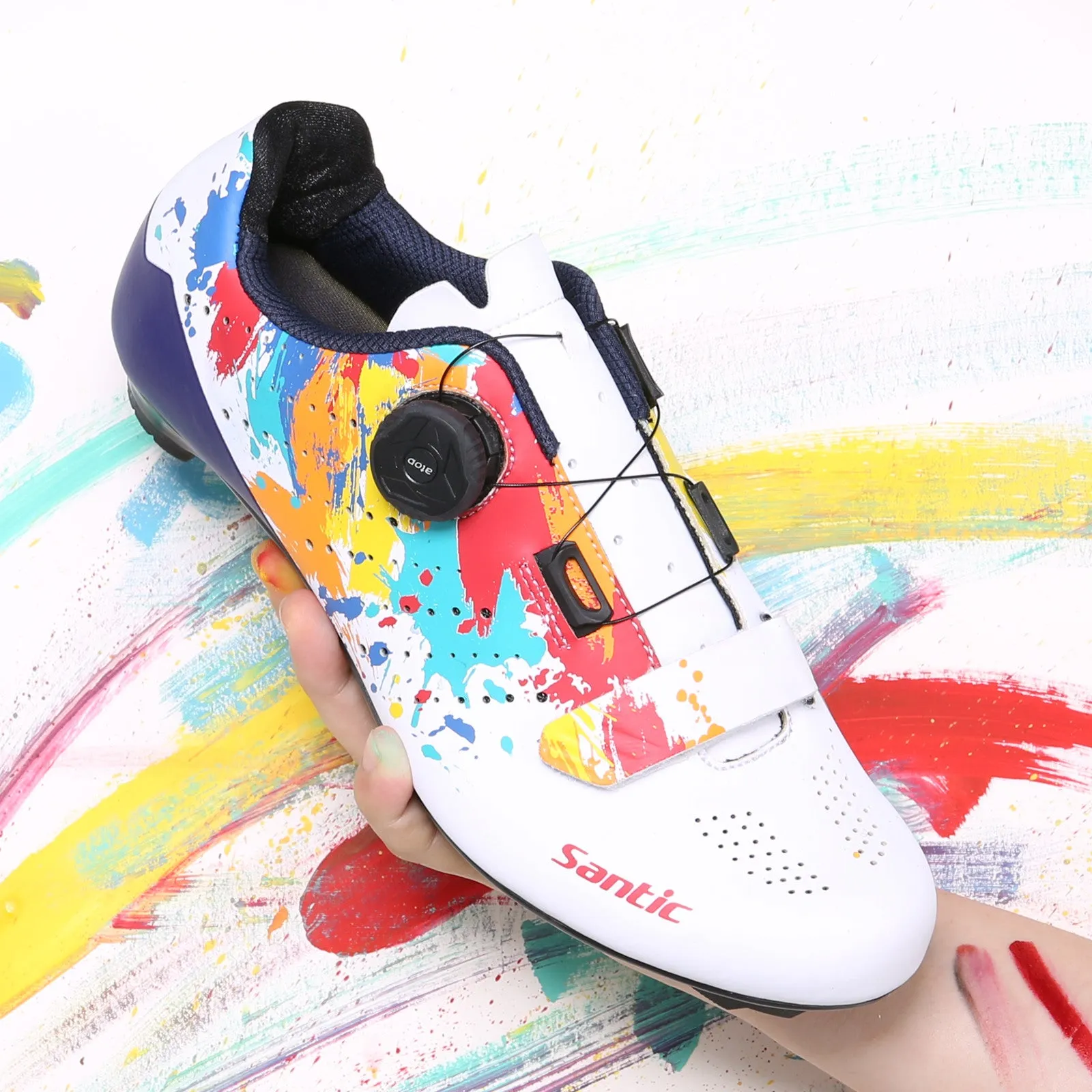 Santic Picasso White Men & Women Road Cycling Shoes