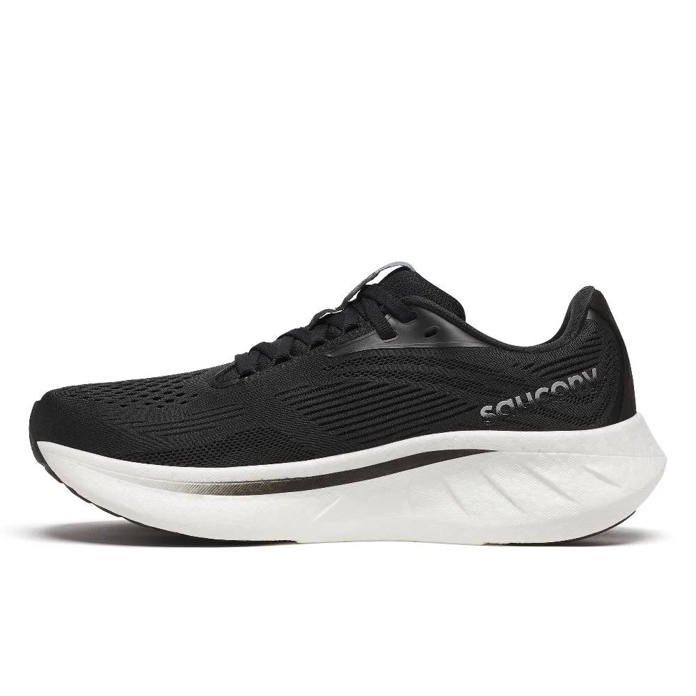 Saucony Ride 18 Wide (Womens) - Black/White