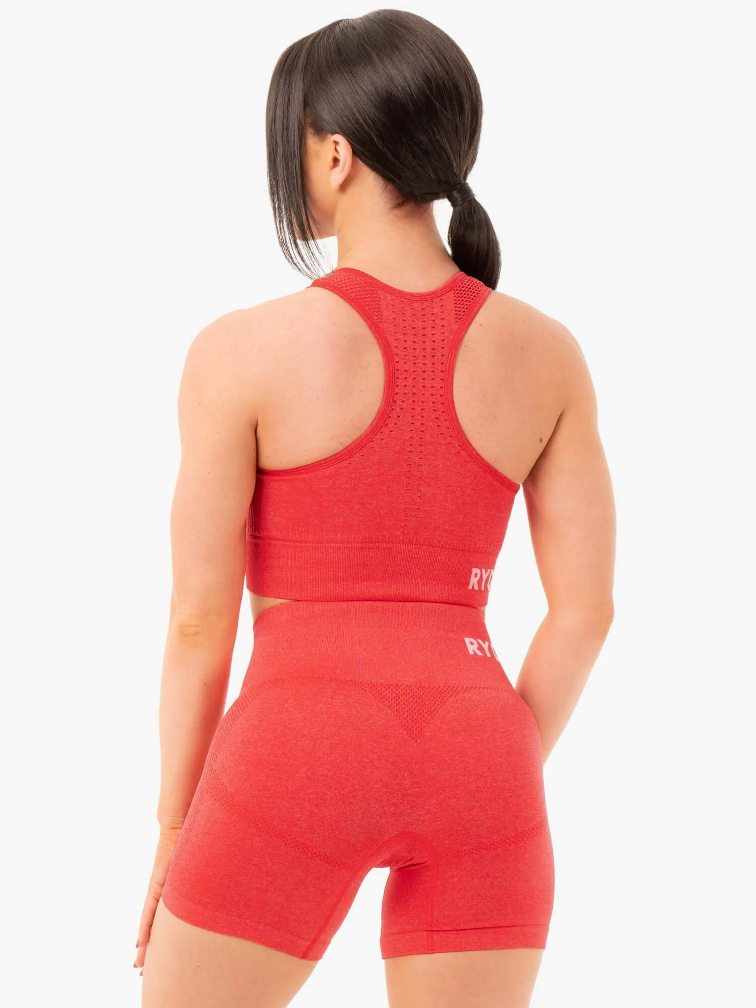 Seamless Staples Sports Bra - Red Marl