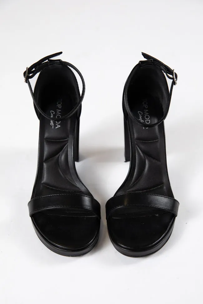 Shivani Black Leather Heels