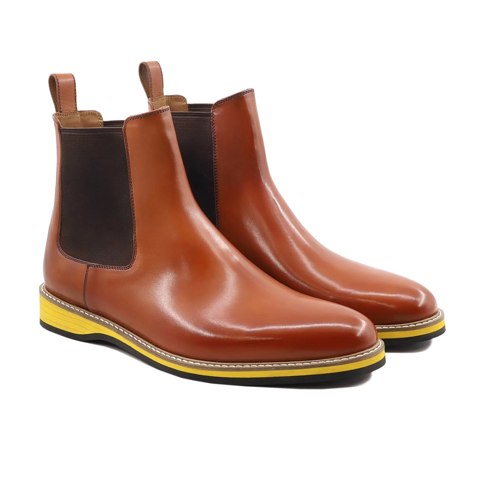 Skelef - Men's Tan Calf Leather Chelsea Boot