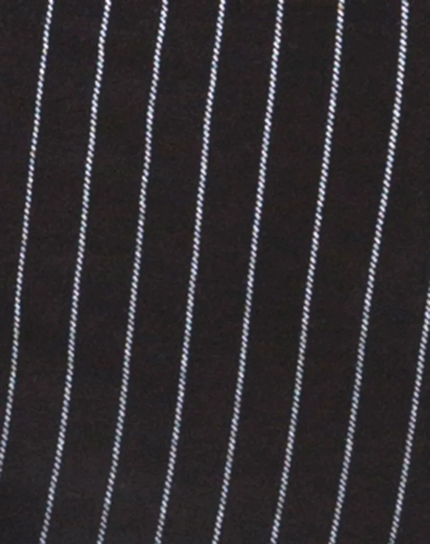 Solita Unitard in Pinstripe Black