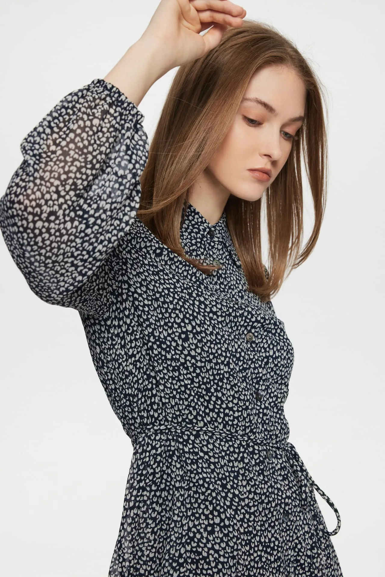 Sonia Chiffon Leopard Print Shirt Dress