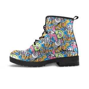 Stop War Now Grafitti Leather boots (Vegan)