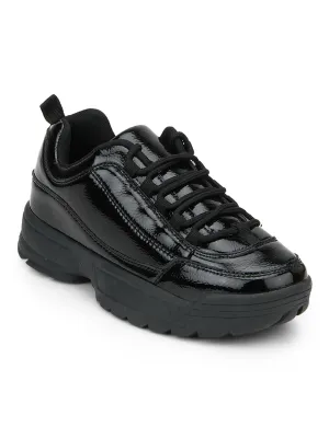 Total Black Cleated Lace-Up Sneakers