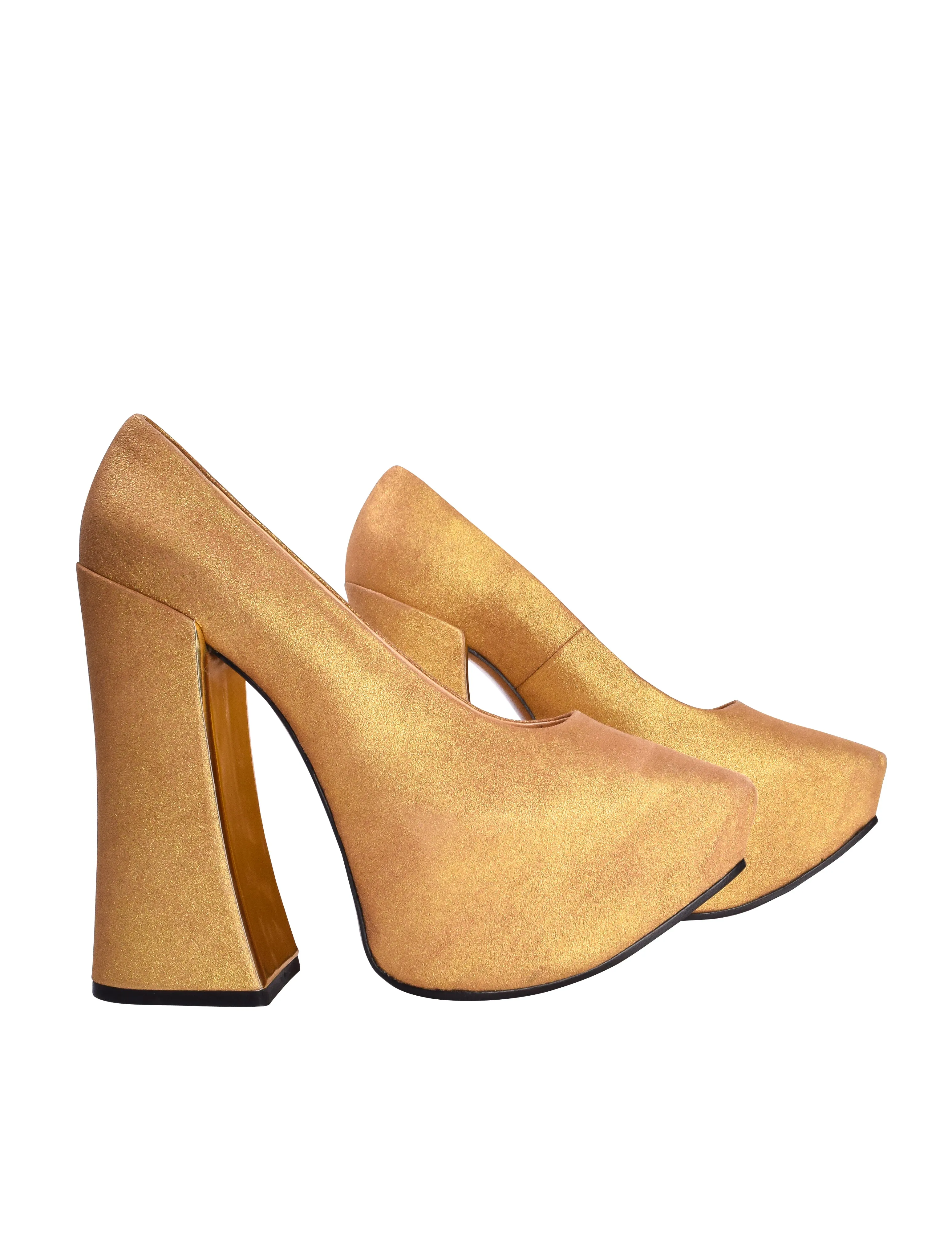 Vivienne Westwood Gold Nubuck Leather Pointed Toe Arctic Platform Heels