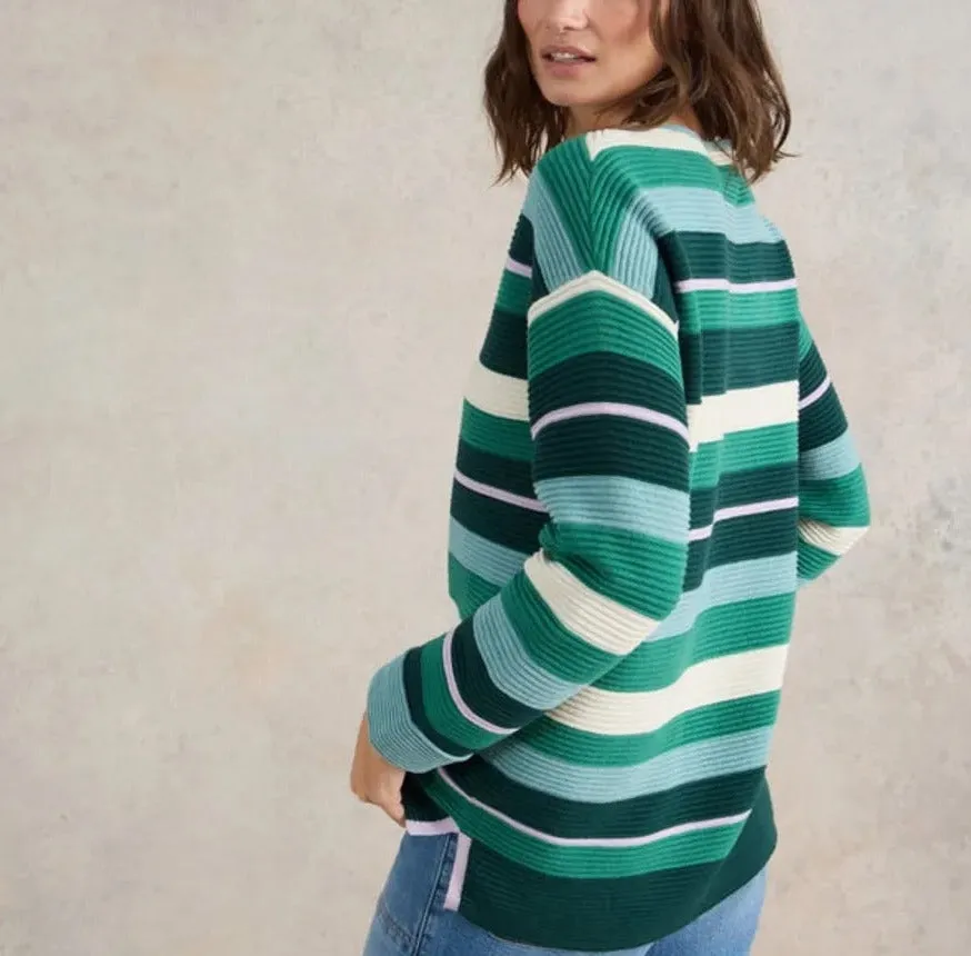 White Stuff Jana Striped Jumper Green MLT