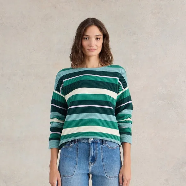 White Stuff Jana Striped Jumper Green MLT