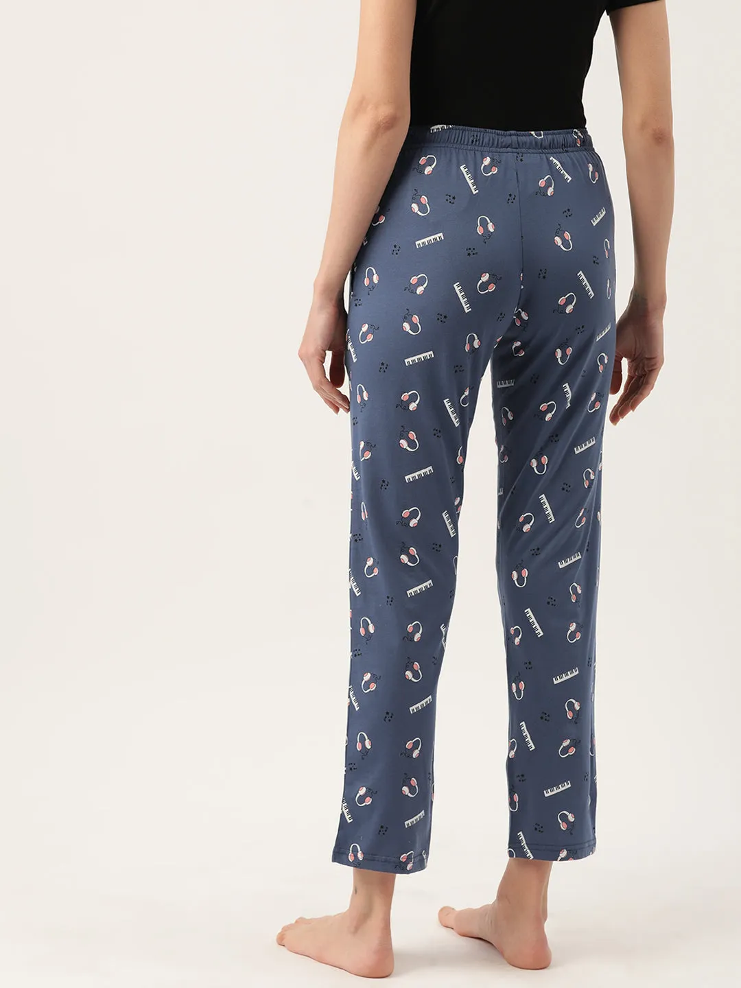 Women's Printed Cotton Navy Blue Lounge Pants | LDLW-2330-1 |